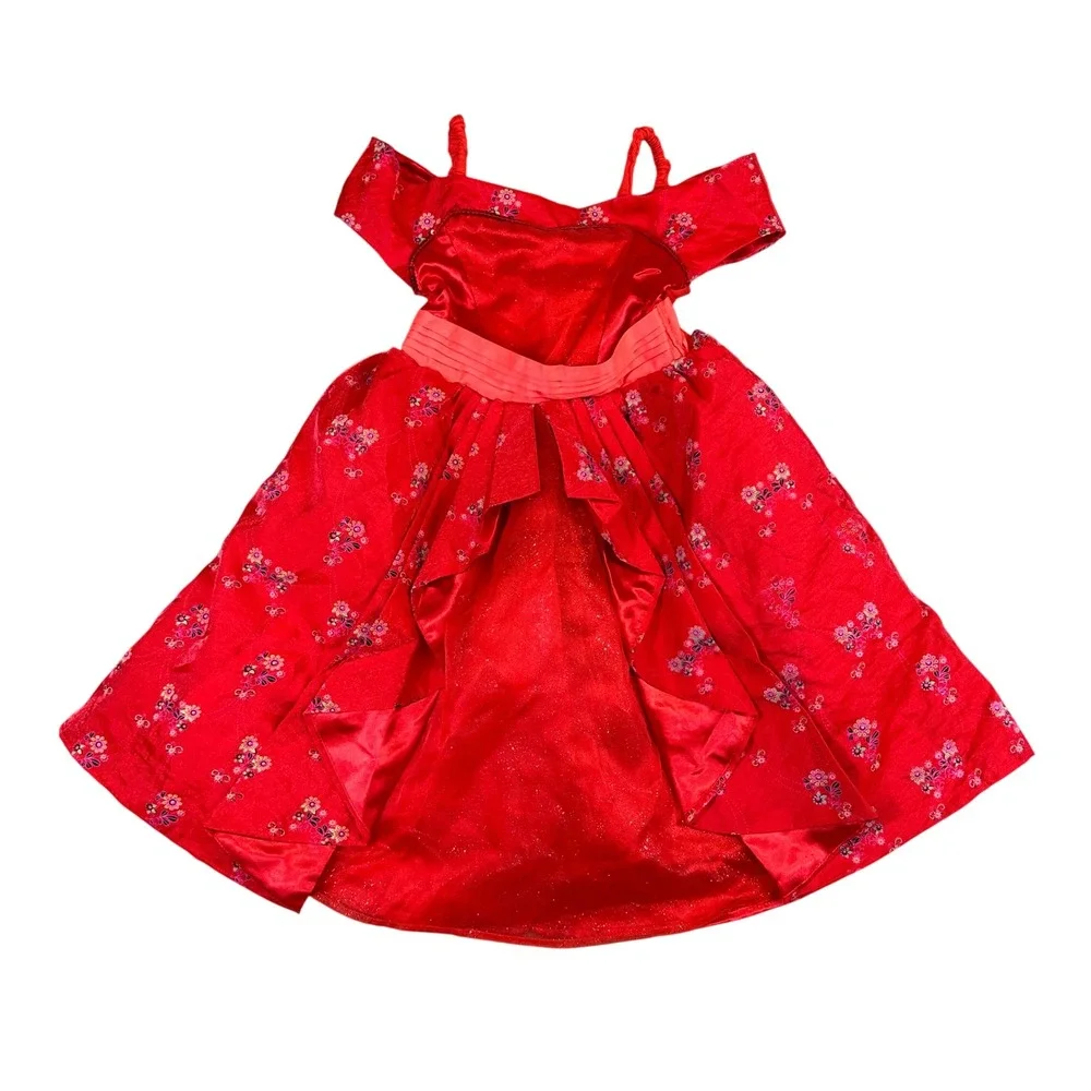Disney Parks Elena of Avalor Red Floral Princess Costume Dress Girls Small 8A
